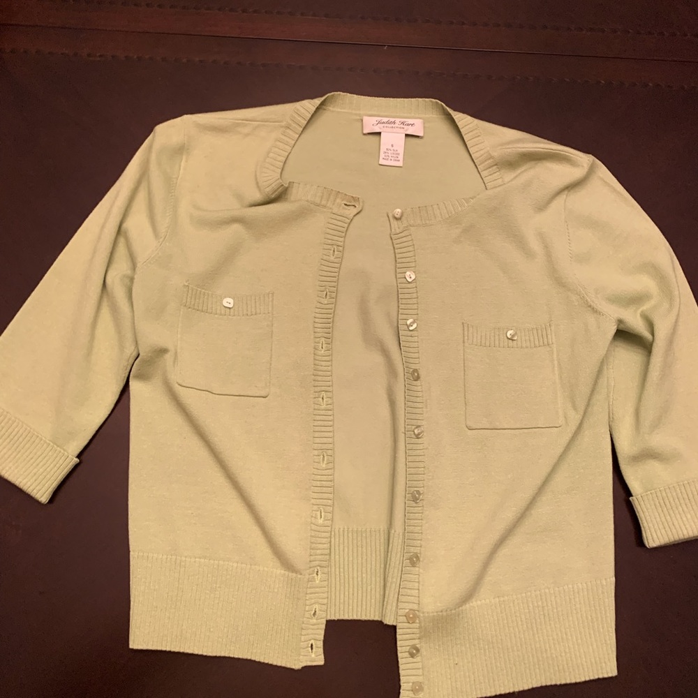 Judith Hart Silk blend cardigan academia, preppy, small water mark blemish